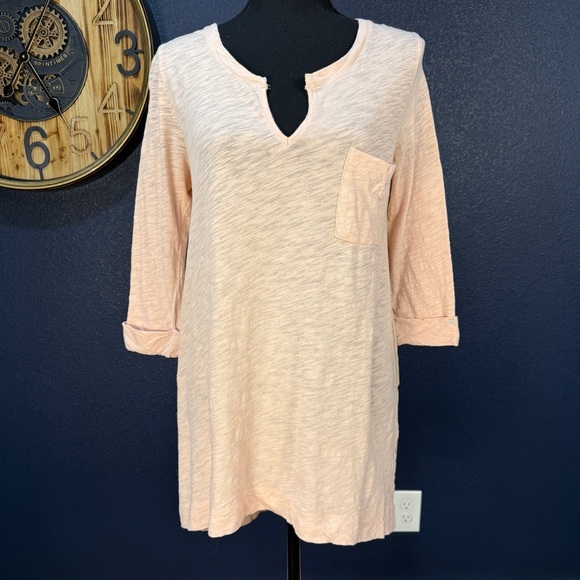Anthropologie Pure + Good Peachy Pink High-Low Tunic with Cuffed Sleeves, Small - Picture 1 of 9